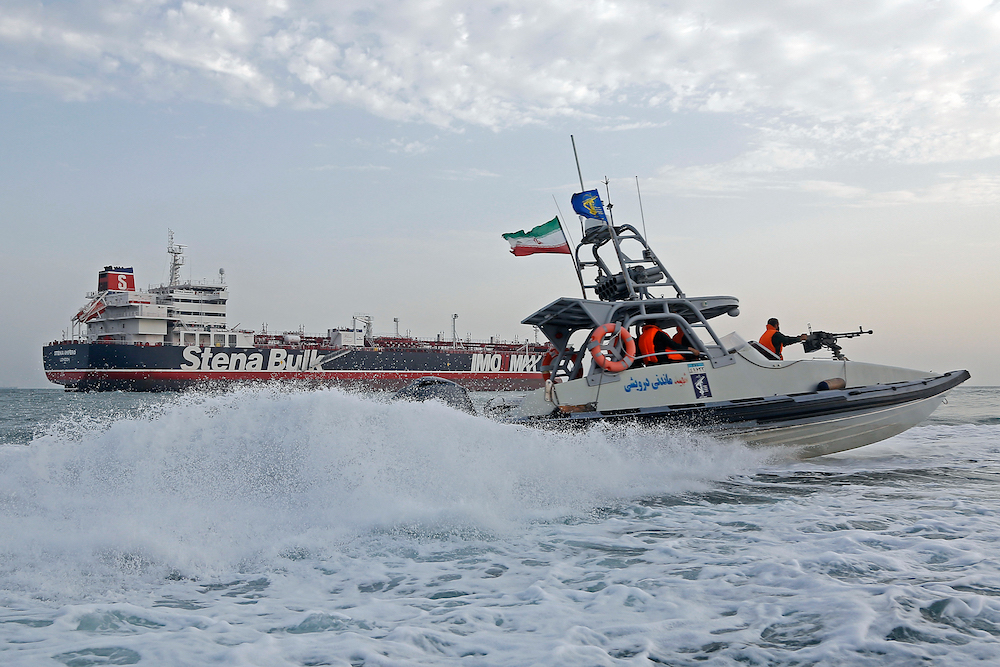 The British-flagged oil tanker Stena Impero was seized in July 2019 by IRGC units and held off Bandar Abbas port in southern Iran for more than two months as a tit-for-tat move against the detention of an Iranian vessel suspected of shipping oil to Syria in breach of EU sanctions. (AFP/File Photo)