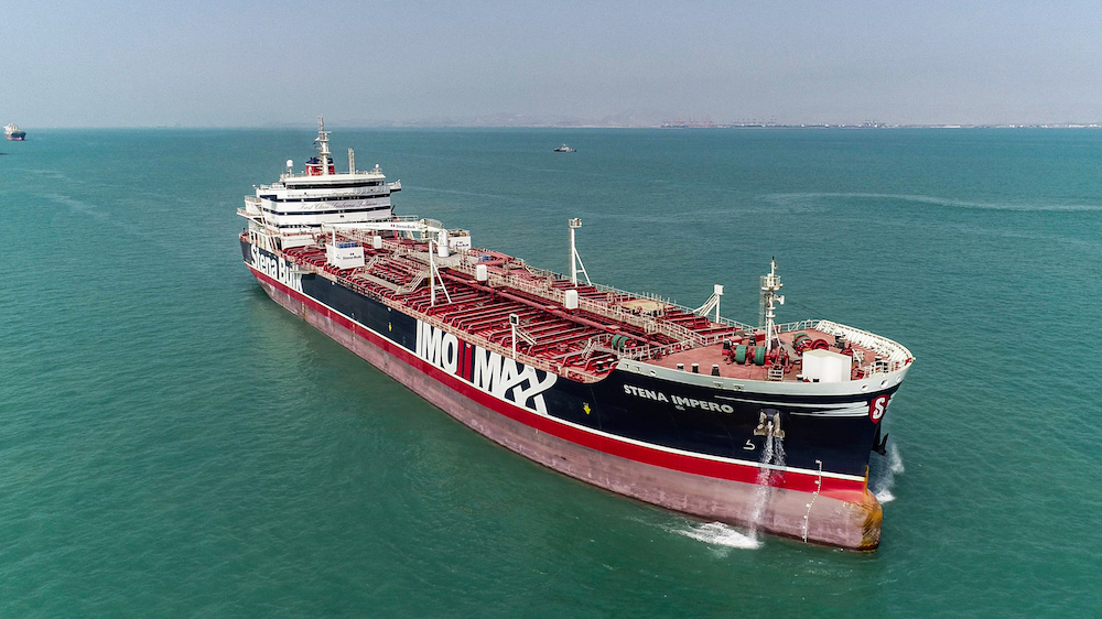 In July 2019, it was the turn of the British-flagged oil tanker Stena Impero, which was seized by IRGC units and held off Bandar Abbas port in southern Iran for more than two months as a tit-for-tat move against the detention of an Iranian vessel suspected of shipping oil to Syria in breach of EU sanctions. (AFP/File Photo)