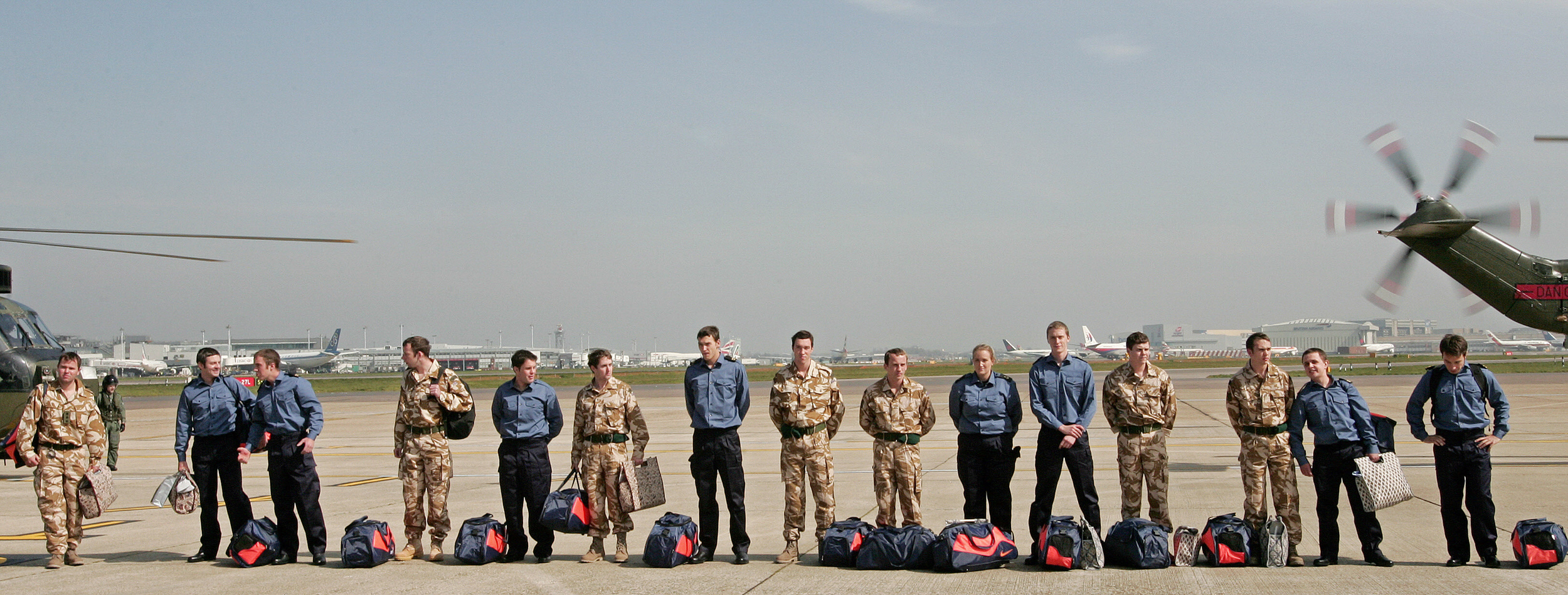 A group of 15 British Royal Navy personnel celebrated their release in April 2007 after nearly two weeks of captivity in Iran. They had been seized by Iran in northern Gulf waters in an act of gunboat diplomacy that sparked weeks of wrangling between the two countries. (AFP/File Photo)