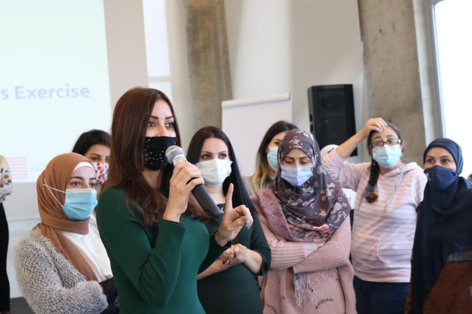 Nada Toufayli runs Debating and Community Service training for Teaching Women English Program teachers. (Supplied)