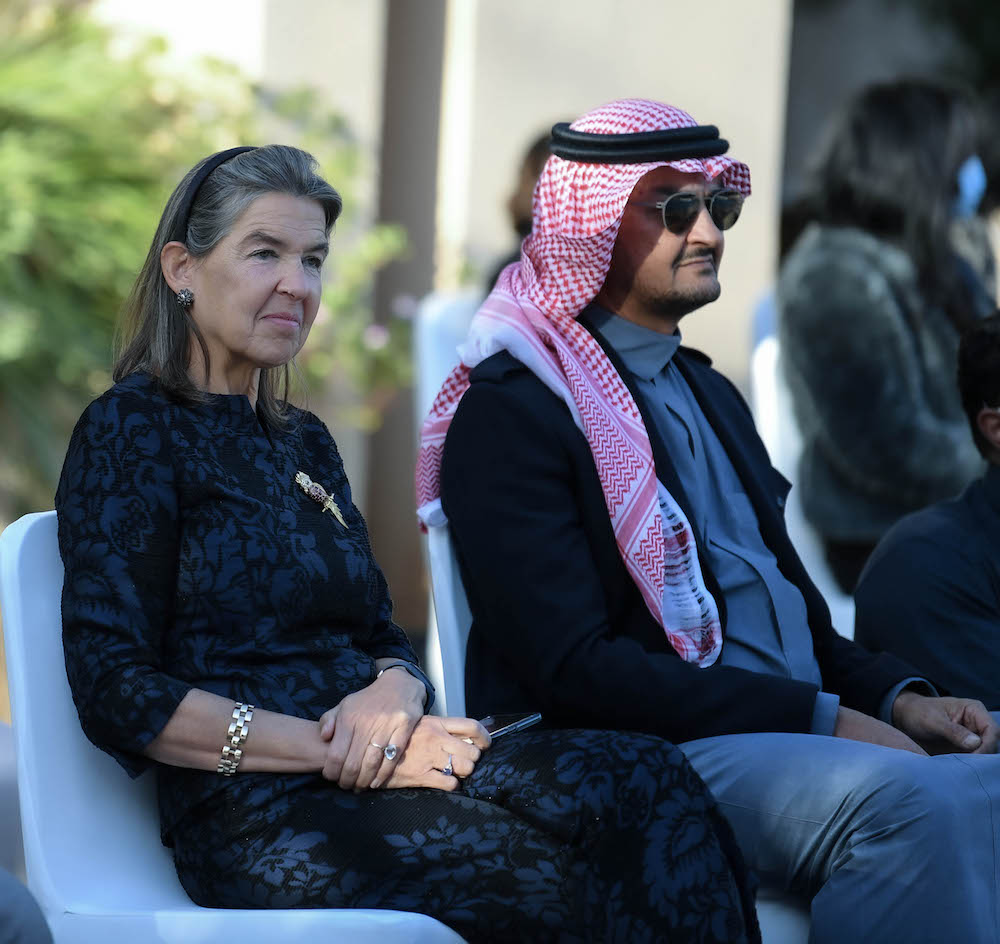 Dominique Mineur ambassador of Belgium (L) was in attendance at the event, sat alongside Princess Safia’s father Prince Khalid Al-Faisal. (AN Photo/Basheer Saleh)