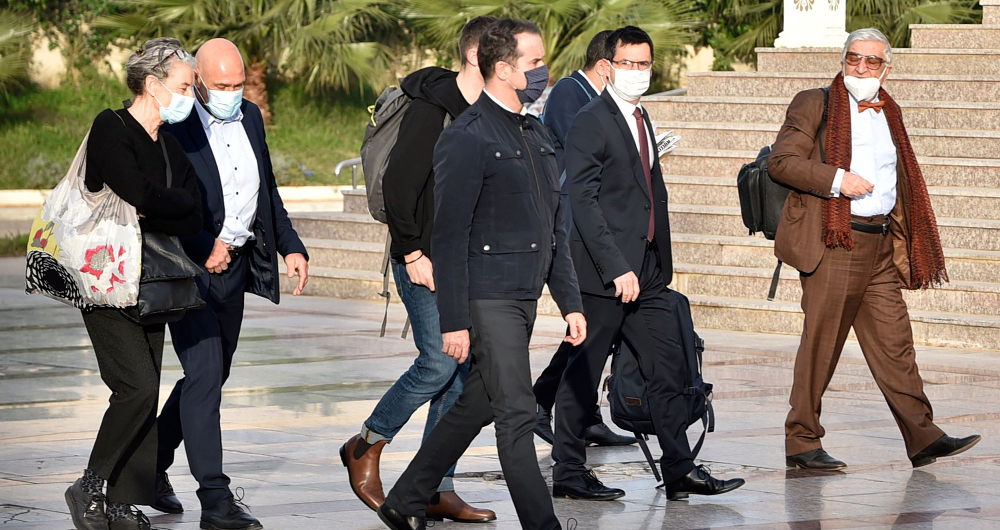 Françoise Grandclaude arrives at a tribunal in Algiers to attend the court hearing of men accused of murdering her husband Herve Gourdel. (AFP)