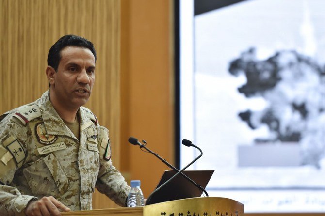 Arab coalition spokesperson Col. Turki Al-Maliki said the attacks were deliberate attempts by Yemen’s Houthi militia to target civilians. (File/AFP)