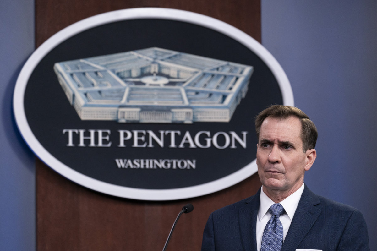 Pentagon spokesman John Kirby speaks during a media briefing at the Pentagon, in Washington, on Feb. 17, 2021. (AP file photo)