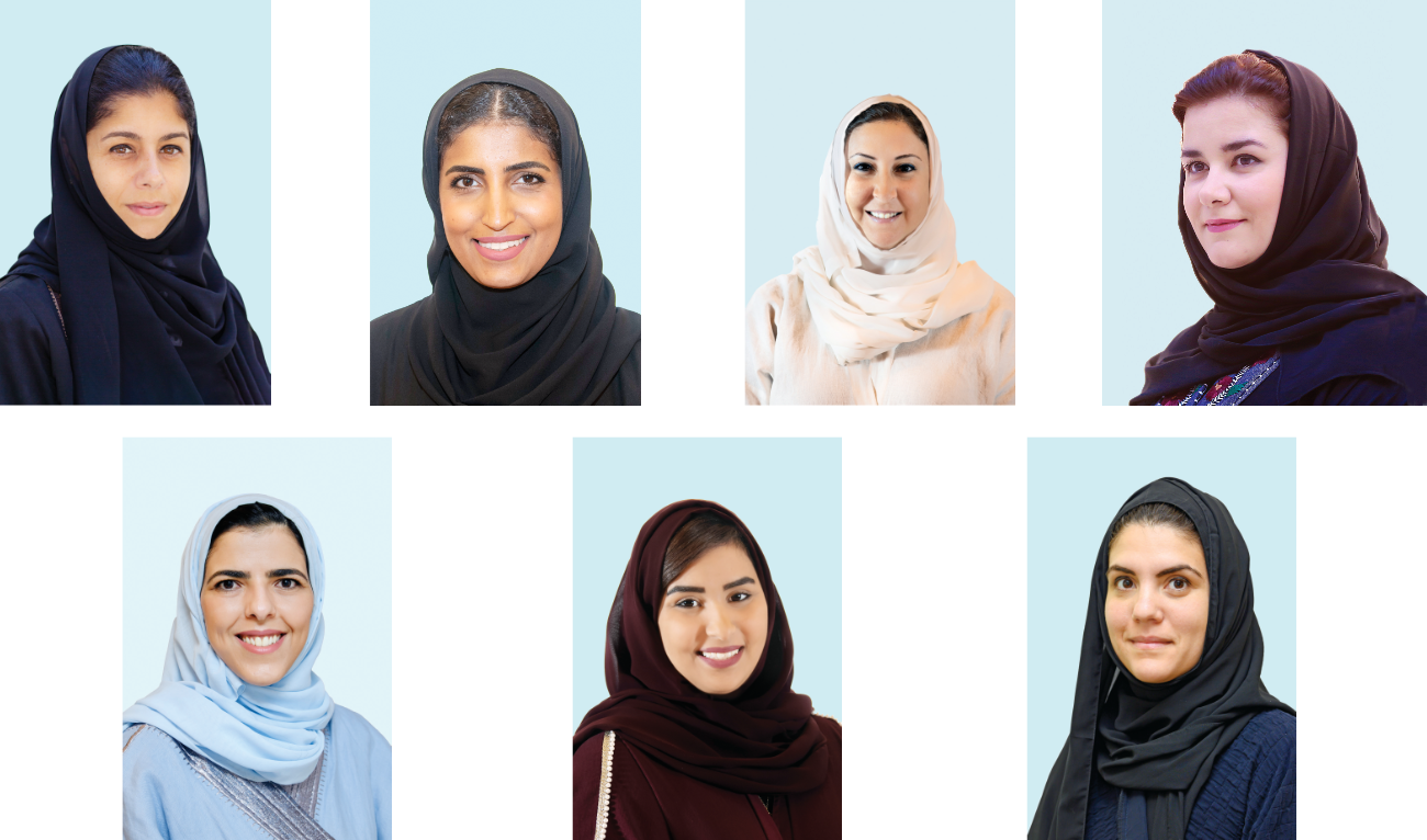 In this combo image are: (clockwise, from top left): Dina Amin, Razan Al-Ayed Noha Kattan, Dr. Sumayya Al-Sulaiman, Mayada Badr, Dar Qatan and Felwa Al-Bazie. (Supplied)