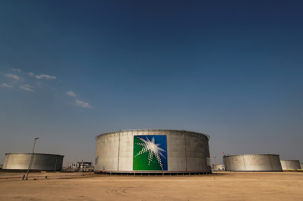 A view shows branded oil tanks at Saudi Aramco oil facility in Abqaiq, Saudi Arabia October 12, 2019. (Reuters/File Photo)