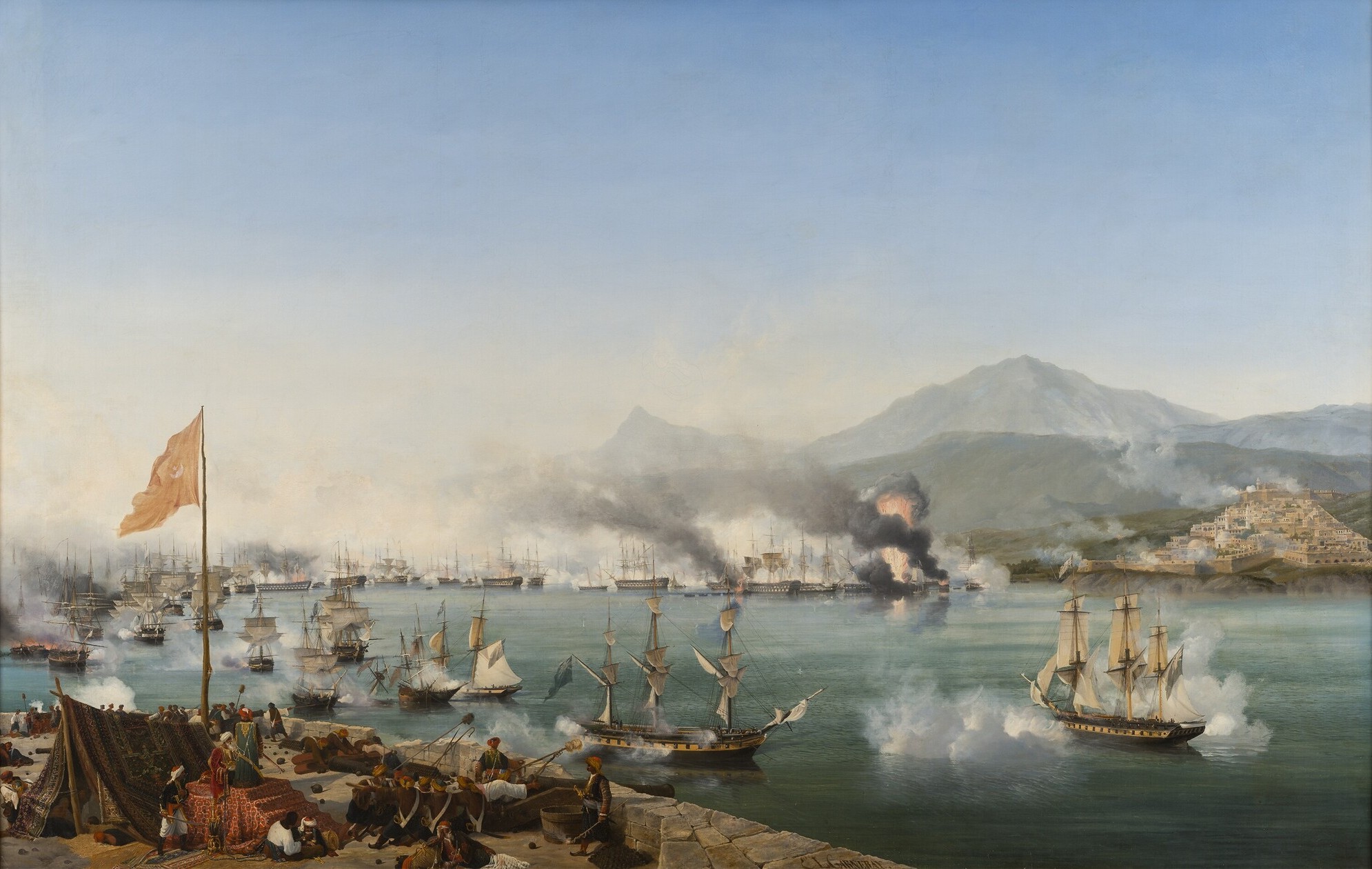 The Naval Battle of Navarino by Ambroise Louis Garneray (1827). (Commons)