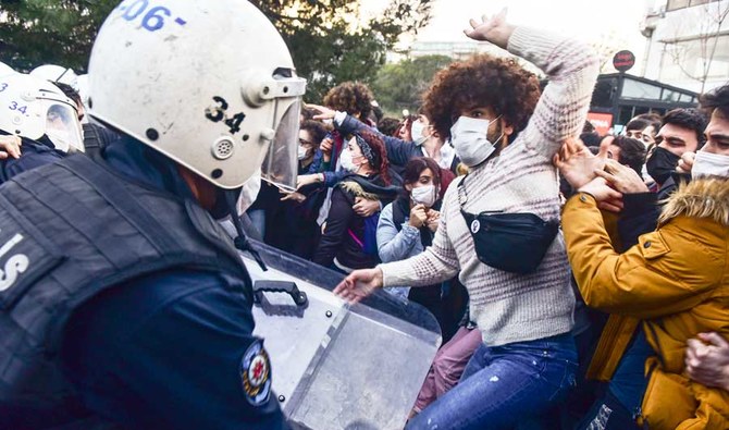 Turkish police arrested 12 students on Thursday during fresh clashes at a top Istanbul university, nearly 3 months after demonstrations against appointment of a rector by President Tayyip Erdogan (AP)