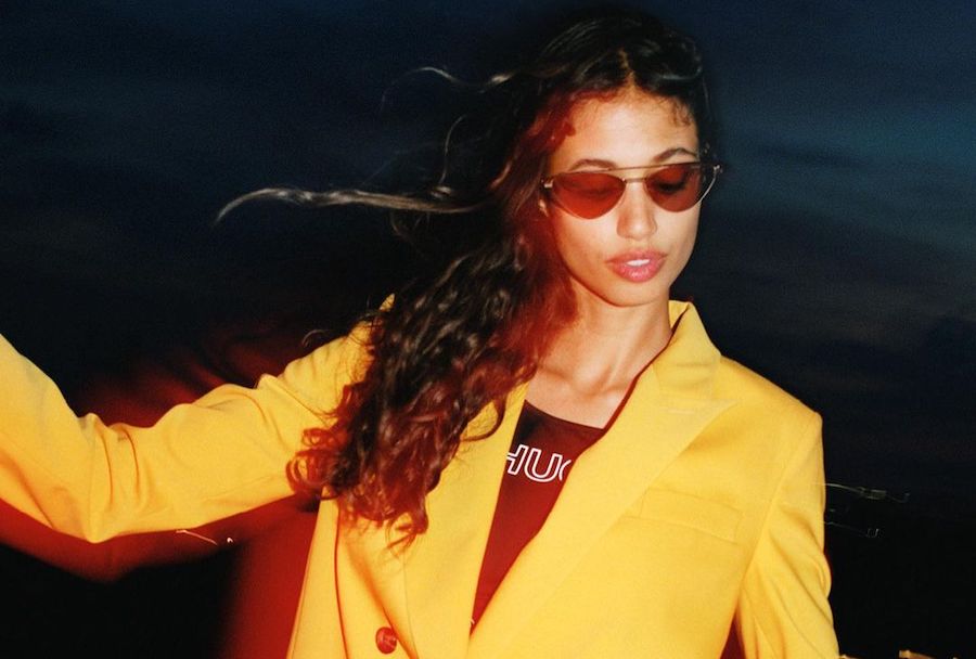 The model posed for the new Hugo Eyewear Spring 2021 campaign. Instagram 