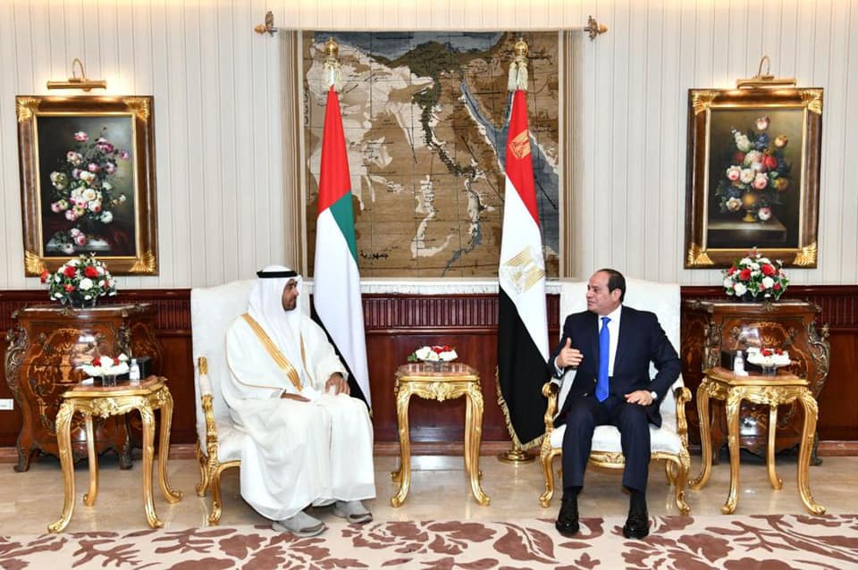 Egypt’s President El-Sisi received Abu Dhabi Crown Prince Mohammed bin Zayed in Cairo. (Facebook/Egyptian Presidency)