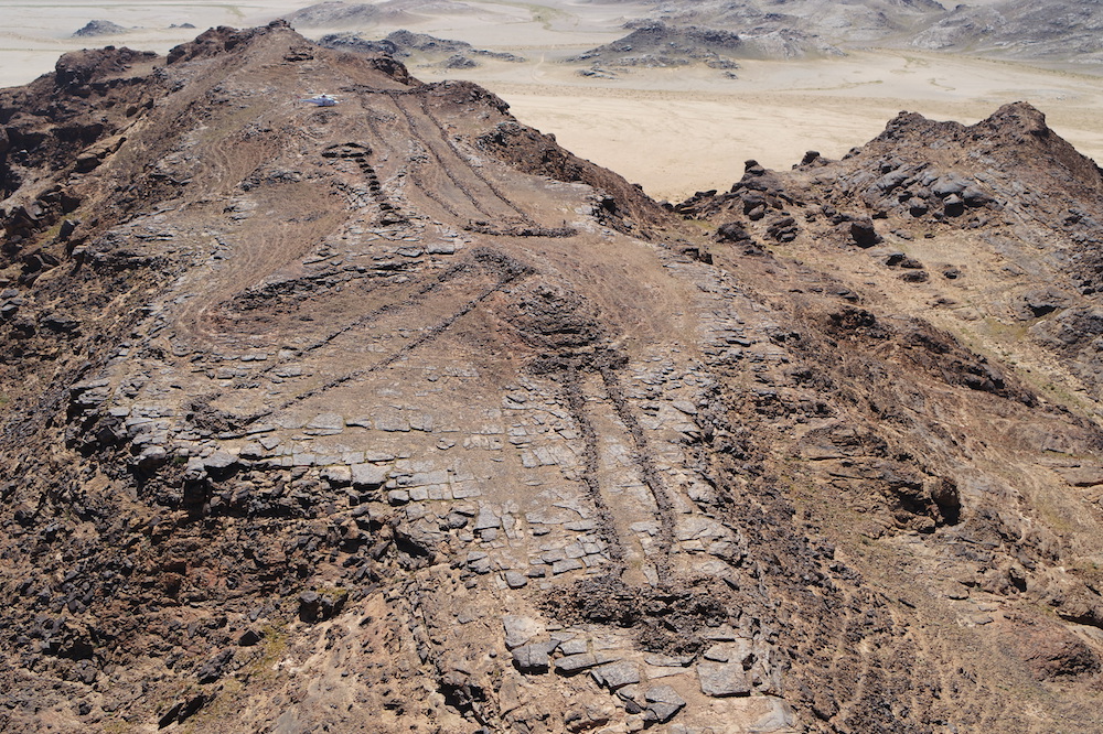 Three monumental mustatils and a later funerary ‘pendant’ located atop a rocky outcrop on the border of Khaybar and AlUla counties. (Supplied)