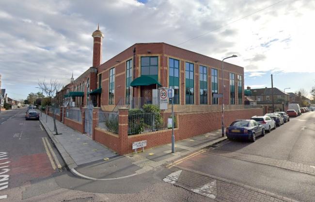 Several people were pelted with eggs and stones outside the Ilford Islamic Center in the east of London this week. (Screenshot/Google Street View)