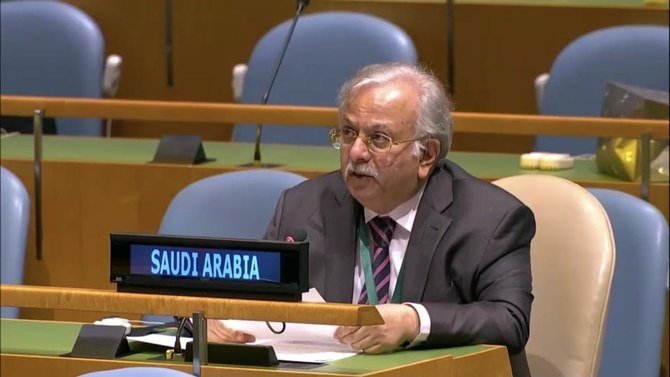 Abdallah Al-Mouallimi told Antonio Guterres that the Israel-Palestine issue was “central to the UN agenda since its inception.” (KSA Mission to UN/File Photo)