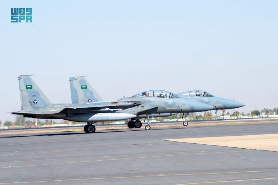 The Royal Saudi Air Force and Greek air force began joint defense exercises “Falcon Eye 2” at the King Faisal Airbase. (SPA)