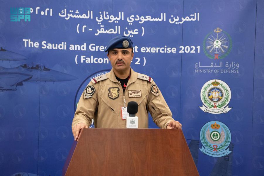 The Royal Saudi Air Force and Greek air force began joint defense exercises “Falcon Eye 2” at the King Faisal Airbase. (SPA)