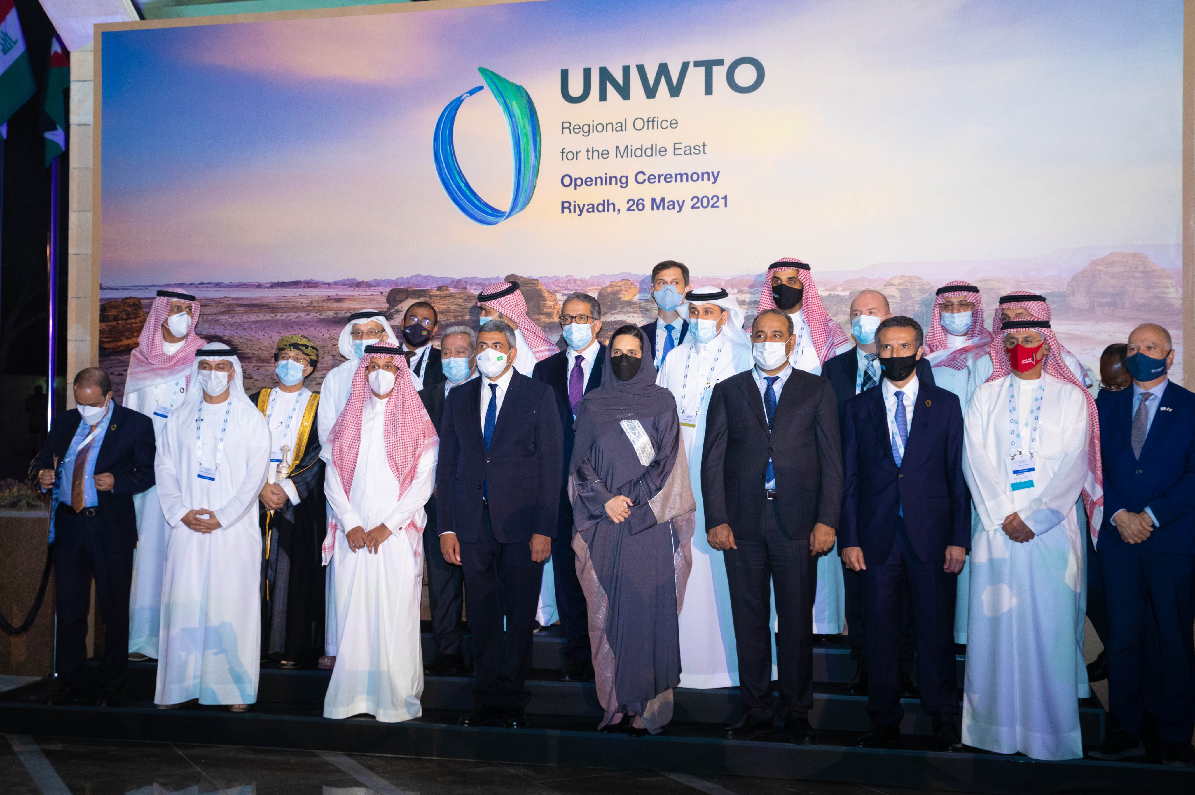 The UN World Tourism Organization opened its regional office for the Middle East in Riyadh in the presence of Secretary-General Zurab Pololikashvili and Saudi Minister of Tourism Ahmed Al-Khateeb. (Twitter/@pololikashvili)