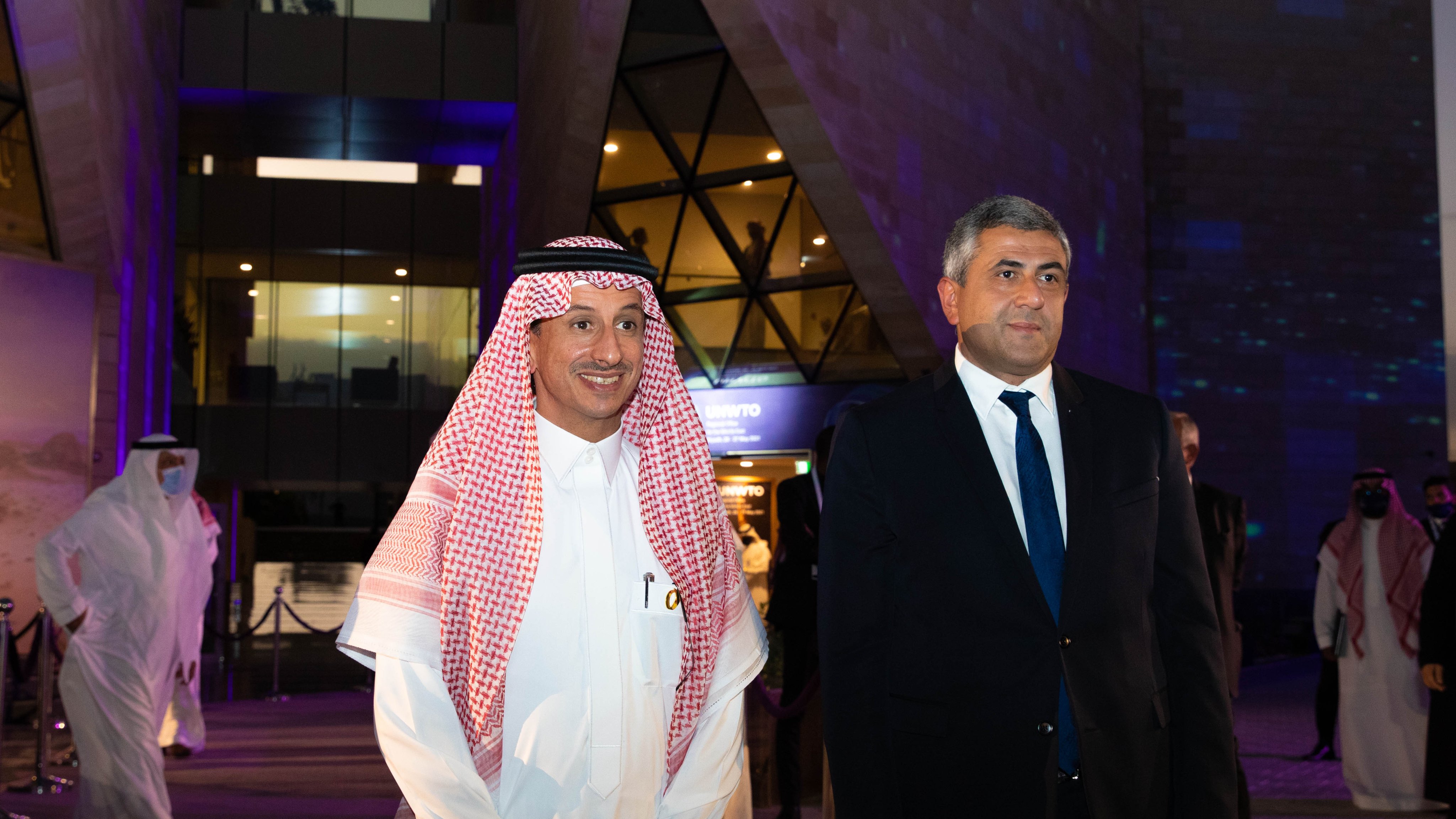 The UN World Tourism Organization opened its regional office for the Middle East in Riyadh in the presence of Secretary-General Zurab Pololikashvili and Saudi Minister of Tourism Ahmed Al-Khateeb. (Twitter/@pololikashvili)