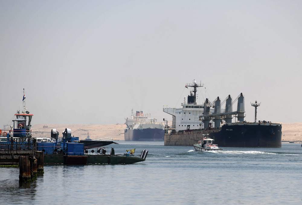 Navigation movement in the Suez Canal was not affected, as the route of the northern channel was diverted to pass through the eastern channel to cross the New Suez Canal. (AFP)