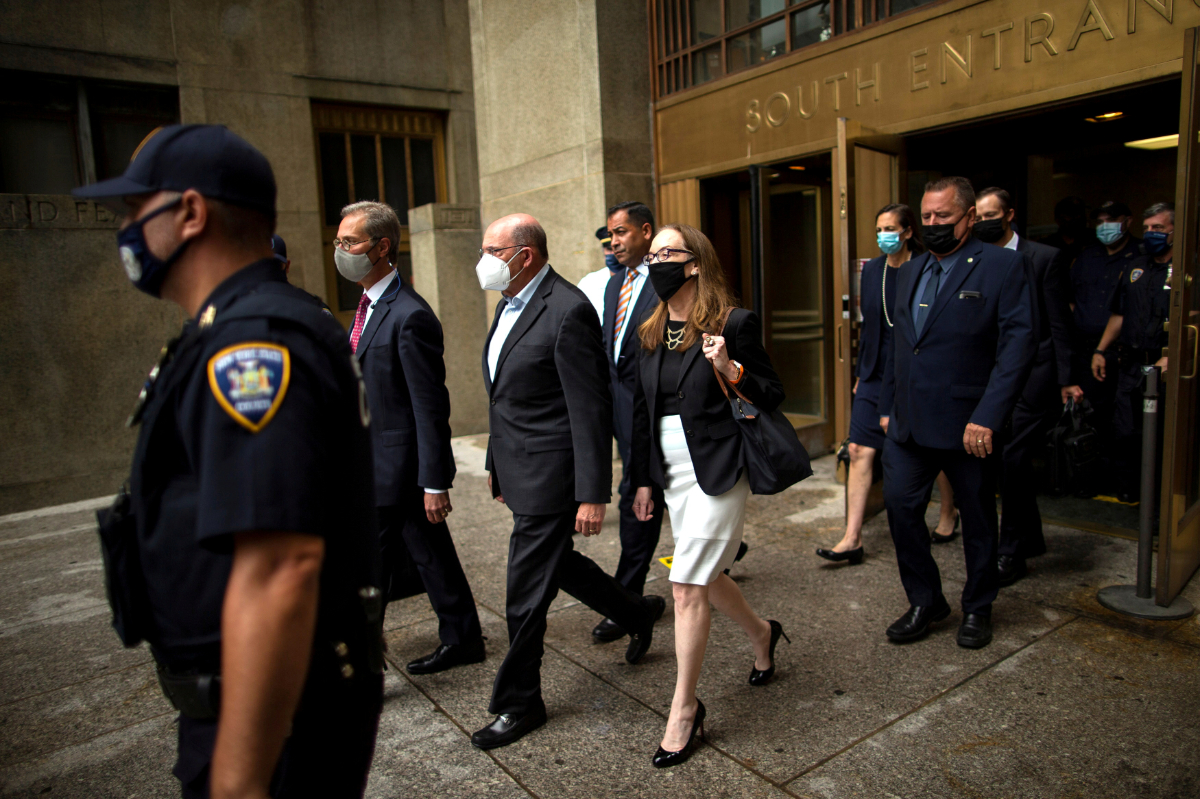 Trump Organization CFO Allen Weisselberg exits after his arraignment hearing in New York State Supreme Court on July 1, 2021. (REUTERS/Brendan McDermid)