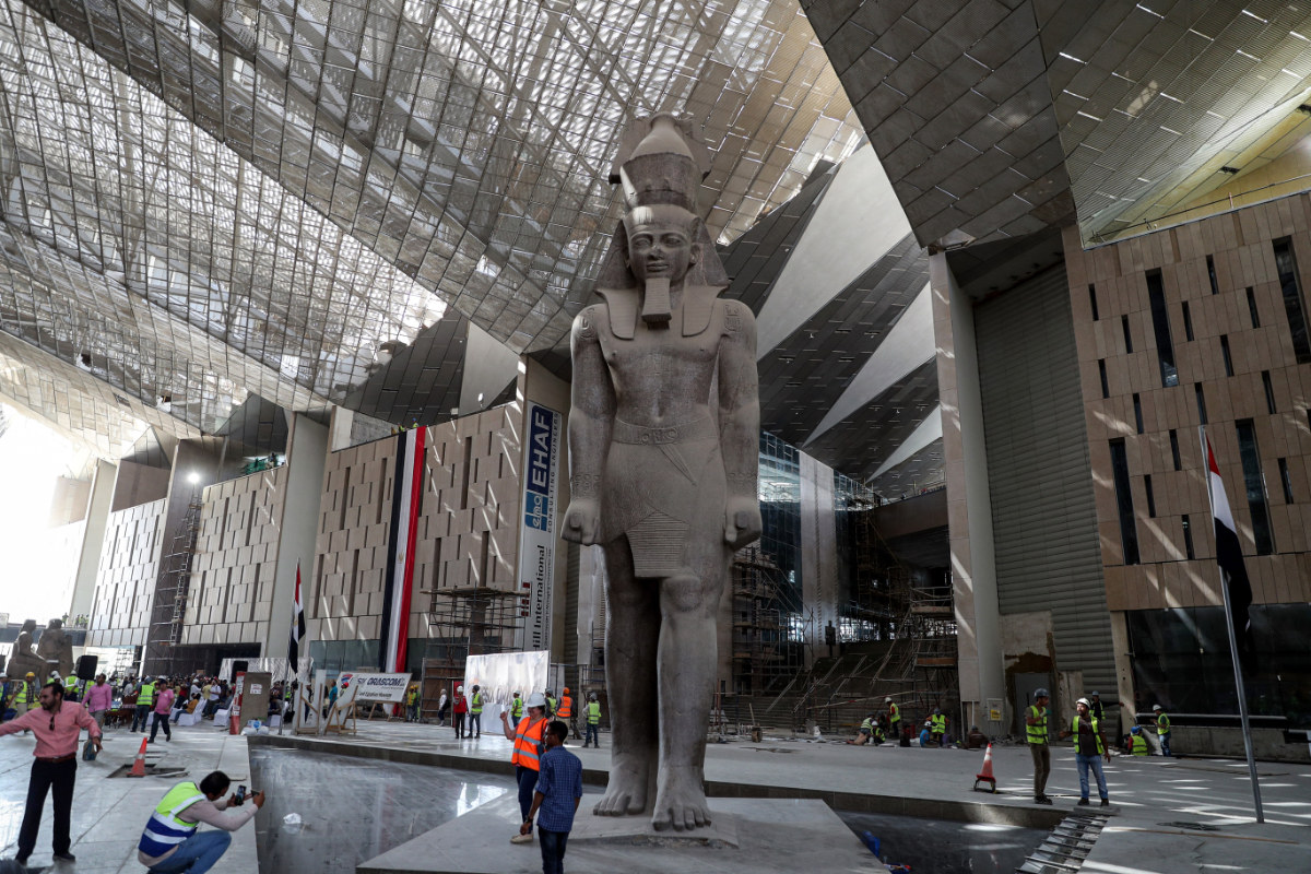 ​ A statue of Gudea dating back to 2150 B.C. at the Louvre Abu Dhabi. (AFP) ​