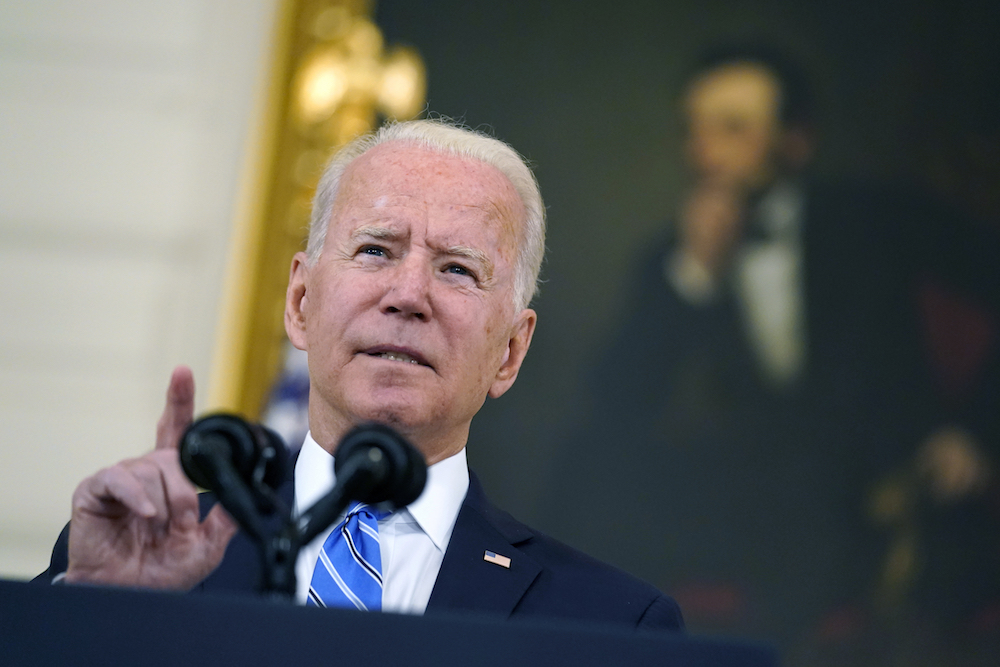 US President Joe Biden speaks in the State Dining Room of the White House, in Washington. (File/AP)