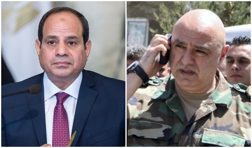 During his meeting with Joseph Aoun (R), commander of the Lebanese Army, President El-Sisi praised the primary role played by the army in maintaining stability in Lebanon. (AFP/File Photos)