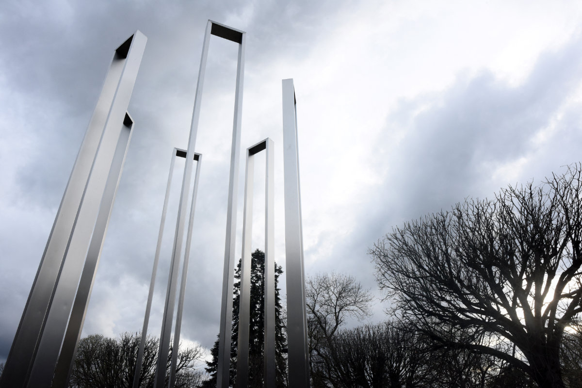 A picture taken on March 28, 2018 shows the Shoah Memorial in Toulouse, France during a gathering in memory of Mireille Knoll, an 85-year-old Jewish woman murdered in her home in what police believe was an anti-Semitic attack. (AFP)