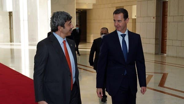 The UAE foreign minister met with Syria’s President Bashar Assad in Damascus Tuesday, according to Syrian state media. (SANA)