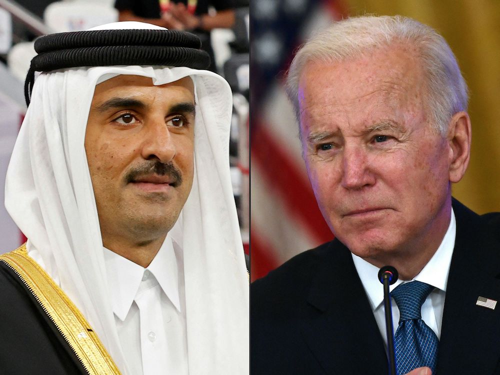 US President Joe Biden will receive Qatar’s emir Sheikh Tamim bin Hamad at the White House to discuss security in the Middle East. (AFP)