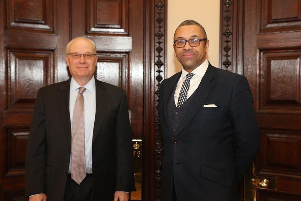 US envoy to Yemen Tim Lenderking meets with UK Minister for Middle East and North Africa James Cleverly in London. (Twitter/@JamesCleverly)