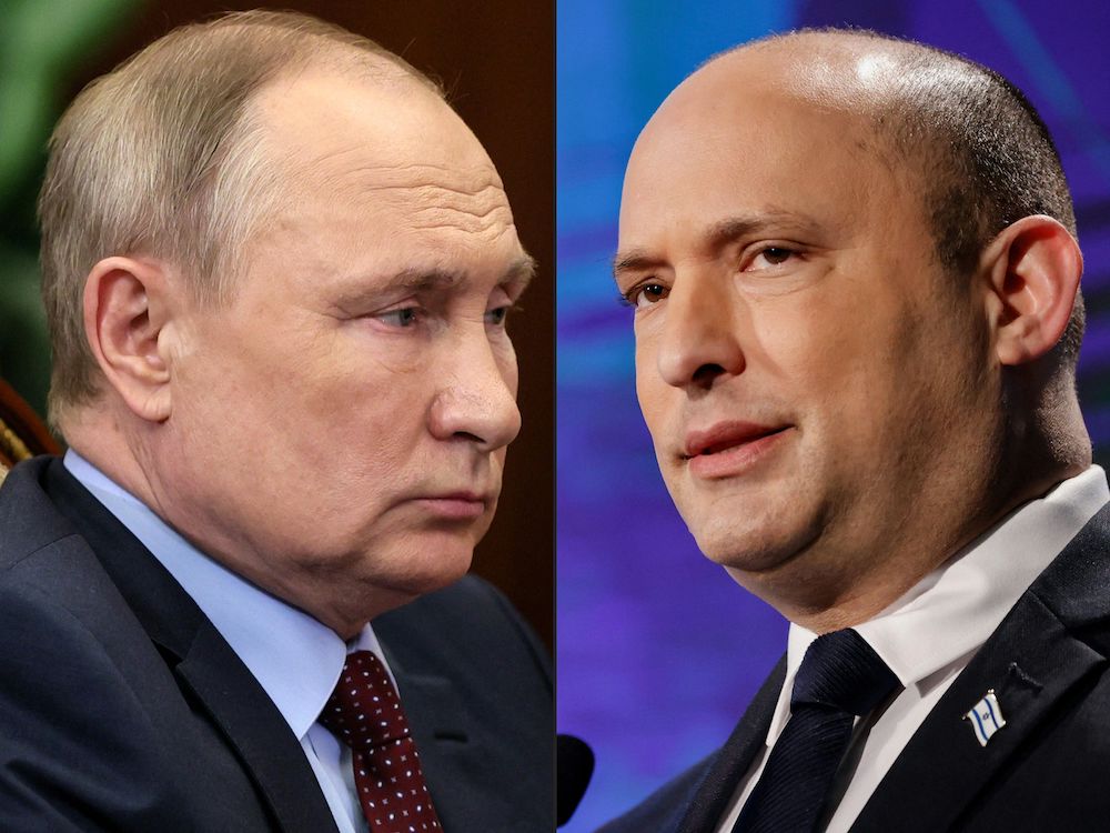 Israeli Prime Minister Naftali Bennett met with Russian President Vladimir Putin in the Kremlin on Saturday to discuss the Ukraine crisis. (AFP)