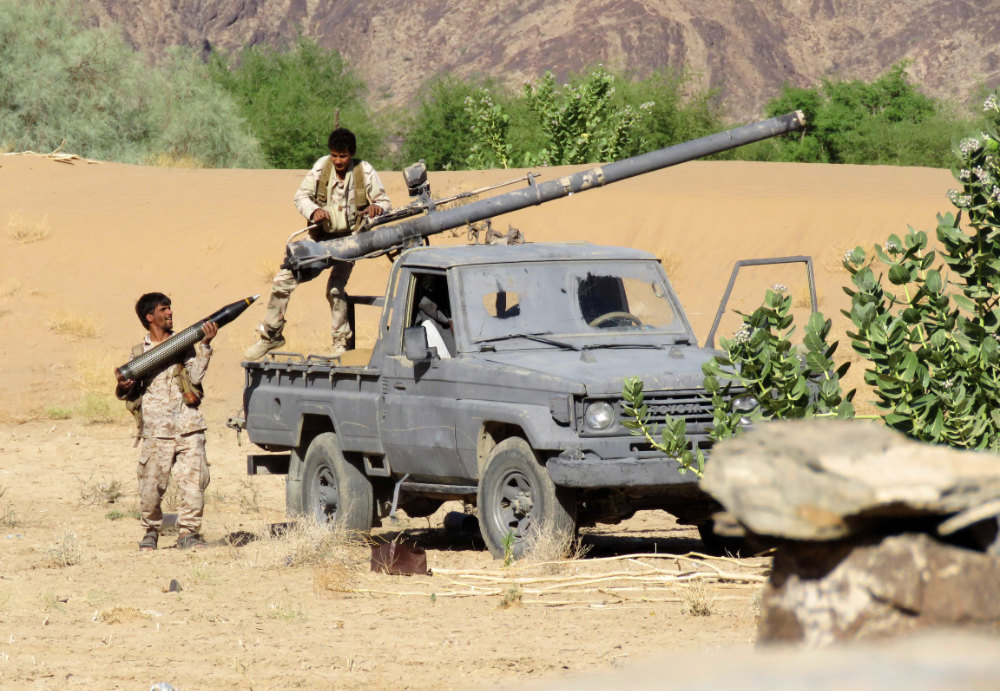  Fighters loyal to Yemen's government man a position near al-Jawba frontline, facing Iran-backed Houthi rebels, in the country's northeastern province of Marib.  (AFP file photo)