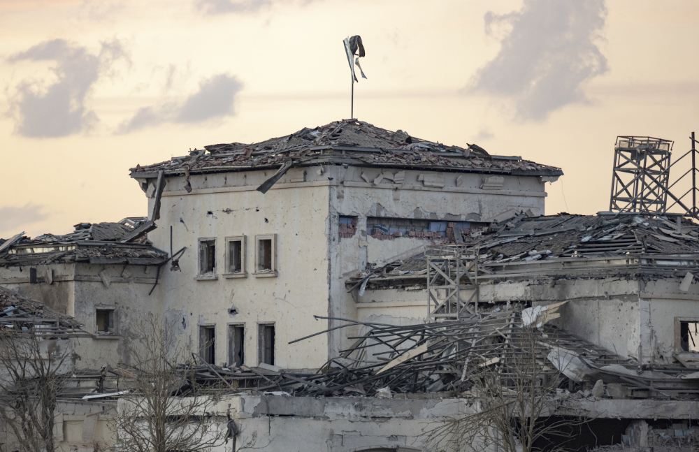 A house damaged by an Iranian ballistic missile attack is seen in Irbil, Iraq, Sunday, March 13, 2022. (AP)