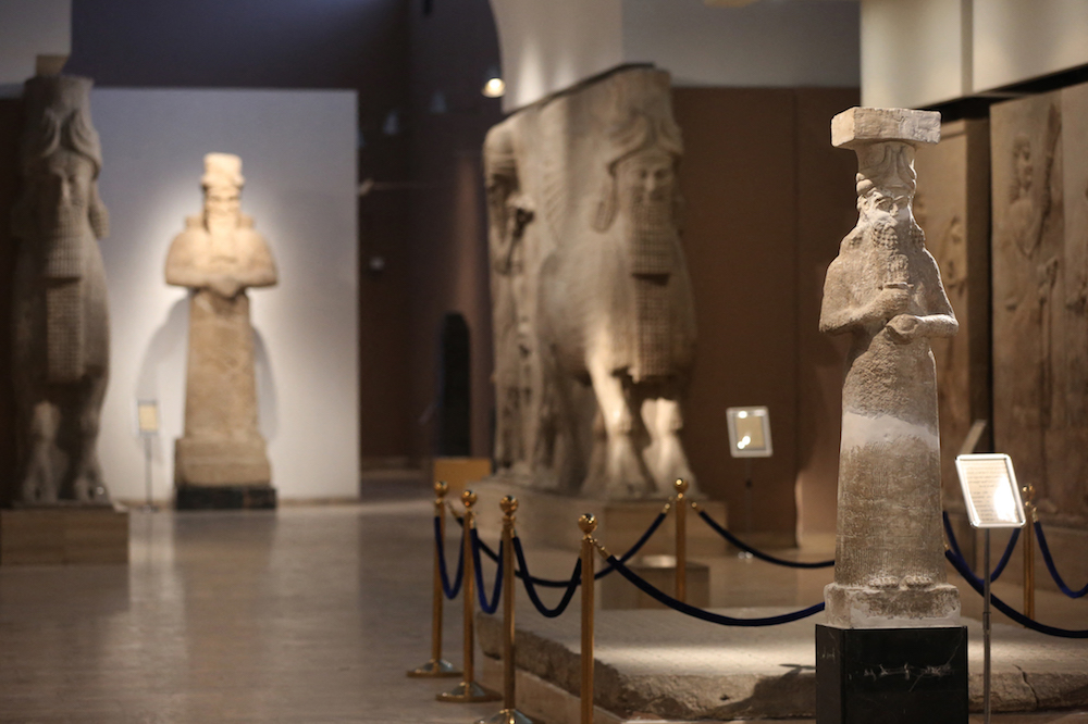 Assyrian artefacts originally from Mosul are displayed at Iraq's National Museum in Baghdad. (AFP/File Photo)