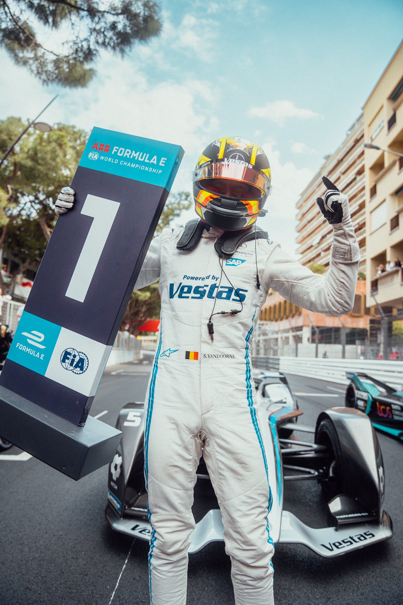 The Belgian beat out in-form driver Mitch Evans in the Jaguar, who came home in second. (Twitter/ABB FIA Formula E)