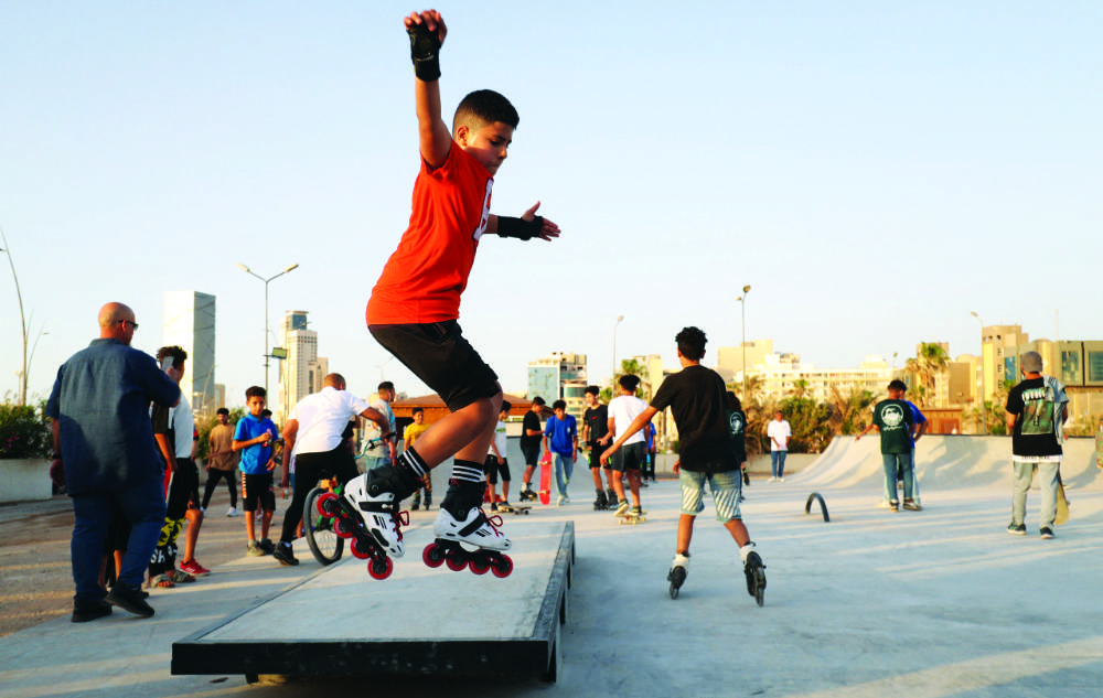 The new playground has been financed by the US Embassy in Tripoli and built by the Make Life Skate Life NGO with the contribution of volunteers from all over the world. (AFP)