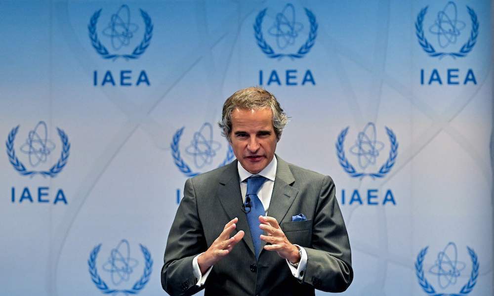 Rafael Grossi, Director General of the International Atomic Energy Agency, speaks during a press conference in Vienna, Austria. (File/AFP)