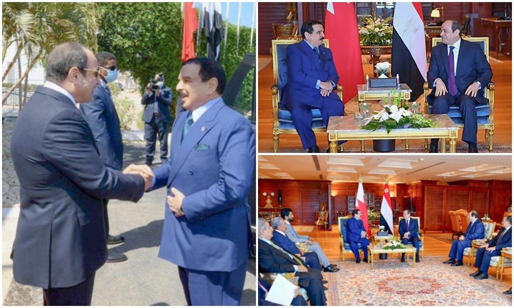 Egypt's President Abdel Fattah El-Sisi met with Bahrain’s King Hamad bin Isa Al-Khalifa on Saturday. (BNA)