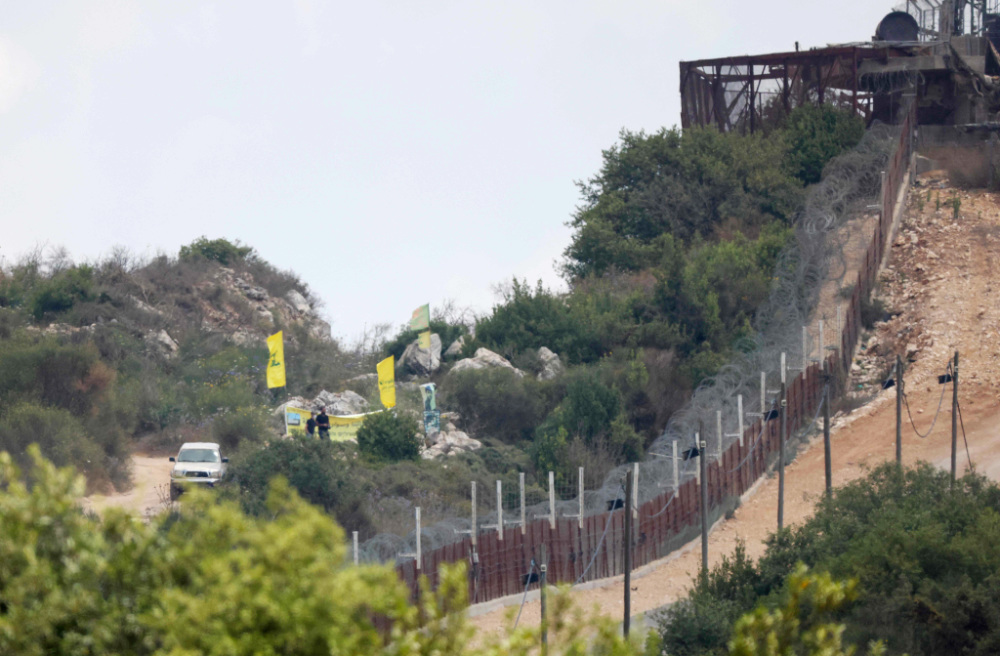 A picture taken on July 3, 2022, shows the border between Israel and Lebanon near the Israeli Kibbutz of Shtula. (AFP)