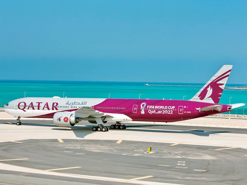 Qatar Airways Showcases Fifa World Cup Branded Plane At International Airshow Arab News