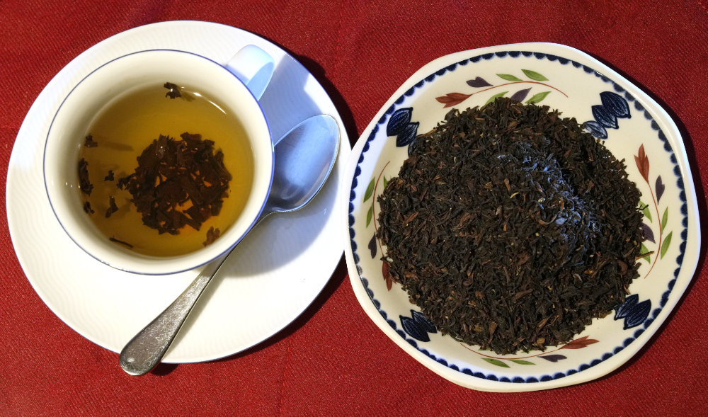 This photo shows a cup of black tea with a spoon and tea leaves pictured in London, Monday, Aug. 29, 2022. (AP)