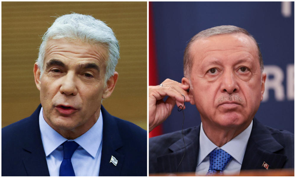 Israeli Prime Minister Yair Lapid and Turkish President Tayyip Erdogan will meet during the UN General Assembly in New York. (Reuters/File Photos)