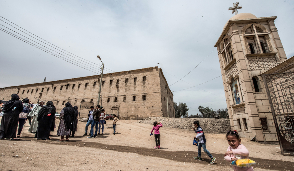 This file photo shows a view outside the Coptic Orthodox 'White Monastery' of St Shenouda (Schenute) the Archimandrite in Egypt's southern Sohag province, about 500 kilometres south of the capital Cairo. (AFP)