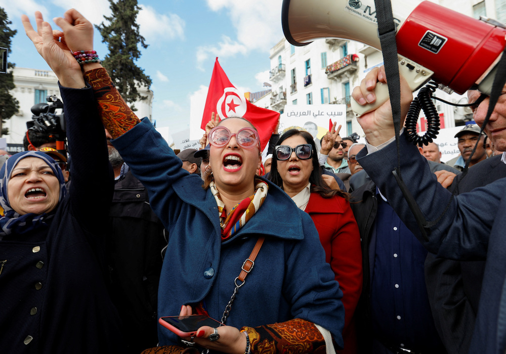 Opposition activist Chaima Issa, who has led protests against Saied and faces a military court on charges of insulting the president, described the poll as a “ghost election.” (Reuters)