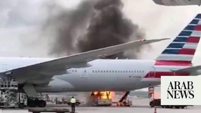 Fire breaks out near passenger jet at Hong Kong airport | Arab News