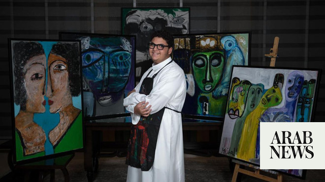 Young ‘Saudi Picasso’ with visual disability exhibits 50 abstract paintings