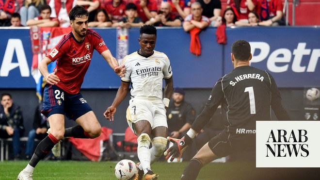 Vinicius scores twice in easy win at Osasuna as Madrid take another step toward title