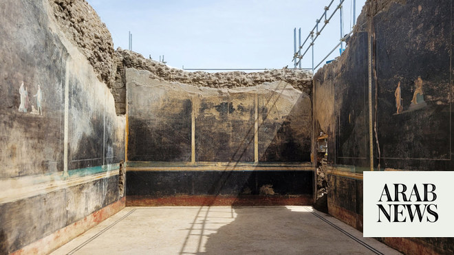 Dining hall with Trojan War decorations uncovered in ancient Roman city of Pompeii