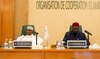 OIC Secretary-General Hissein Brahim Taha and Gambian Foreign Minister Mamadou Tangara attend the OIC summit on Wednesday. (OIC)