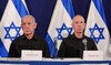 Israeli prime minister Benjamin Netanyahu and defense minister Yoav Gallant during a press conference.